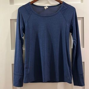 Splendid Long-sleeve Top with Mesh Shoulders - Deep Blue - Size S - Like New!